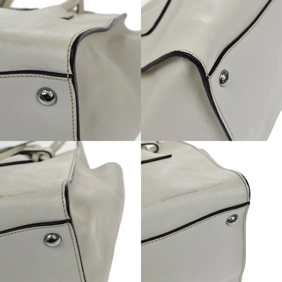 PRADA Logo 2Way Shoulder Hand Bag Glace Calf Leather White Talco 428-082525 - Picture 6 of 16